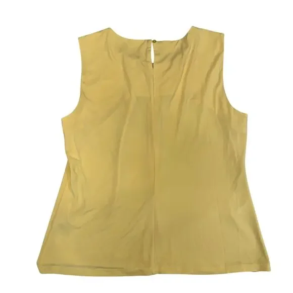 Calvin Klein Butter Yellow Sleeveless Pleated Blouse Women's 14 Quiet Luxury Top - Picture 3 of 16